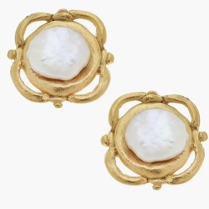 Susan Shaw Gold and Coin Pearl Earrings